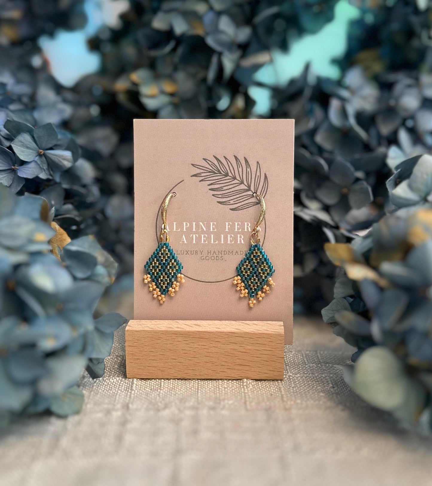Tile Earrings Deep Blue and Gold