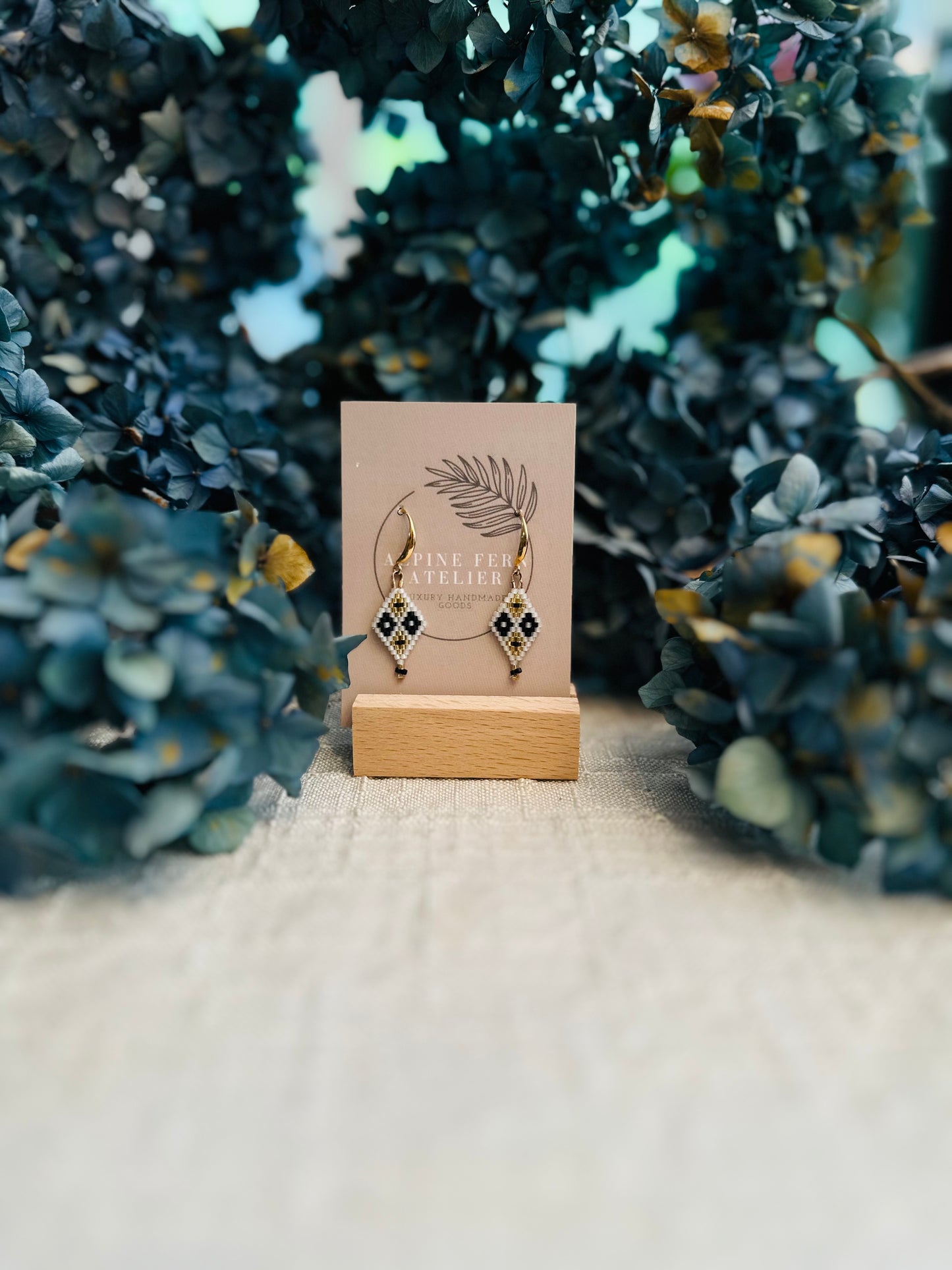 Tile Earrings Black, White and Gold