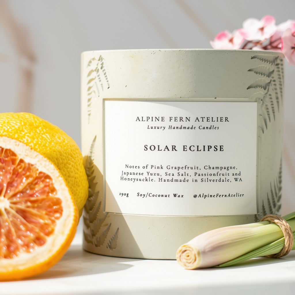 Solar Eclipse - Handmade Vessel and Hand Poured Wax, 290g | Alpine Fern Atelier