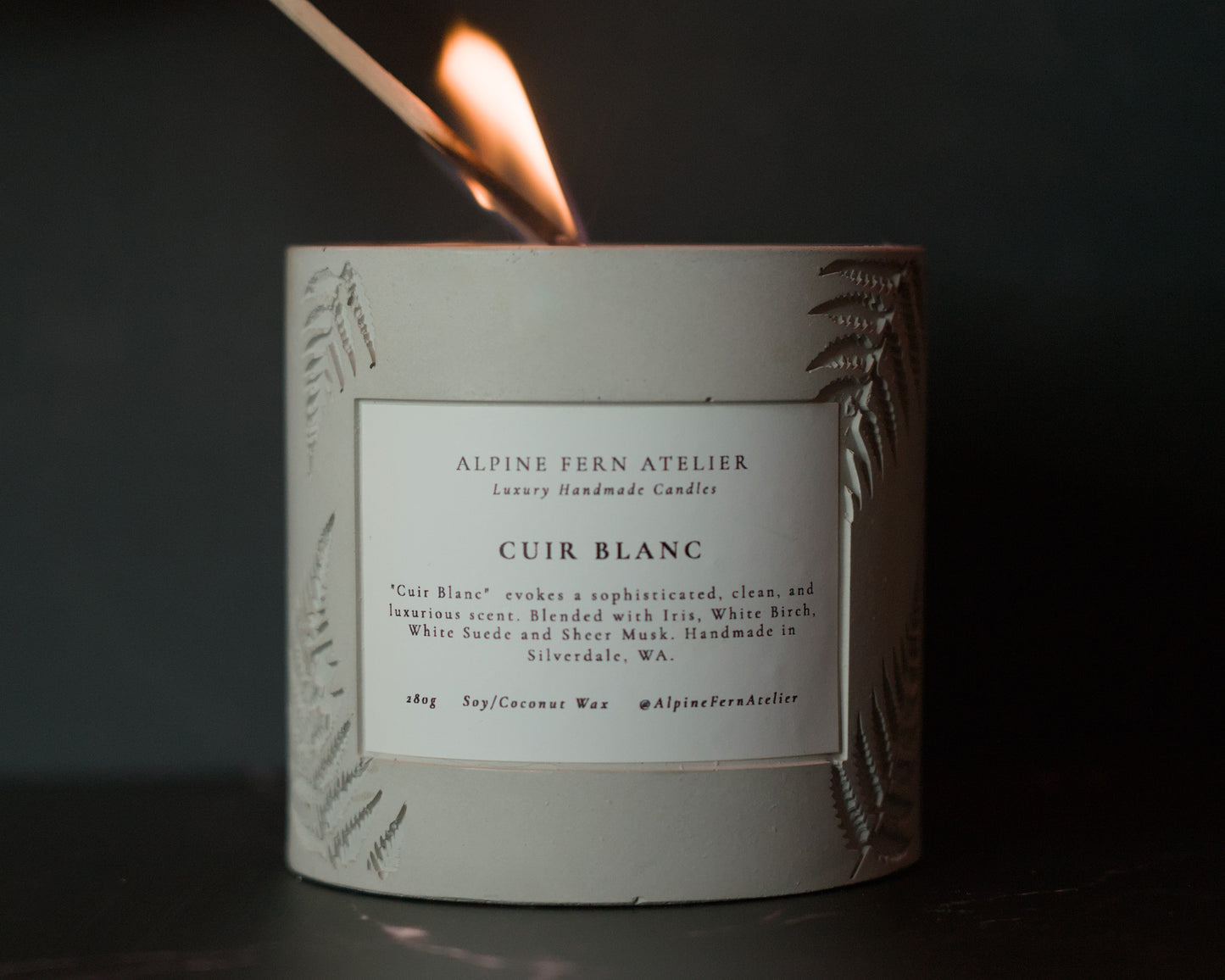 Cuir Blanc - Handmade Vessel and Hand Poured Wax, 290g | Alpine Fern Atelier