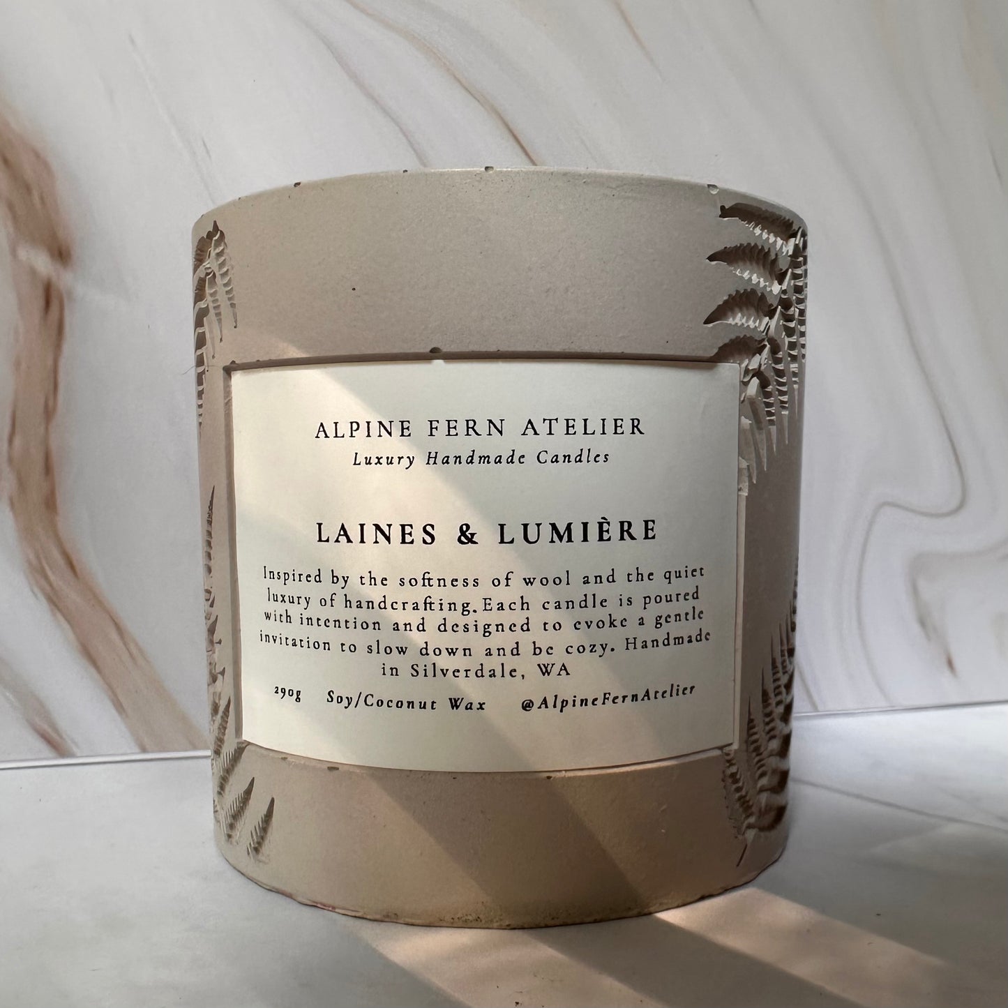 Laines & Lumière - Handmade Vessel and Hand Poured Wax, 290g | Alpine Fern Atelier