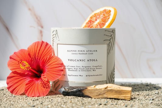 Volcanic Atoll - Handmade Vessel and Hand Poured Wax, 290g | Alpine Fern Atelier