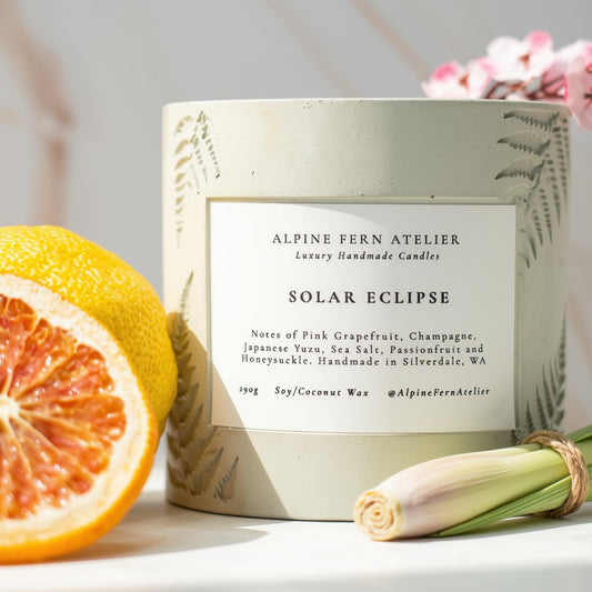 Solar Eclipse - Handmade Vessel and Hand Poured Wax, 290g | Alpine Fern Atelier