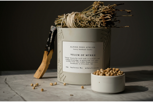 Velum of Myrrh - Handmade Vessel and Hand Poured Wax, 290g | Alpine Fern Atelier