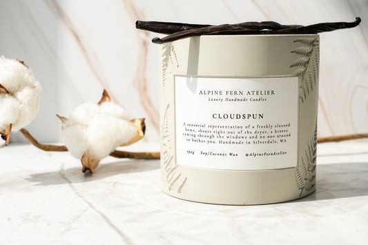 Cloudspun - Handmade Vessel and Hand Poured Wax, 290g | Alpine Fern Atelier