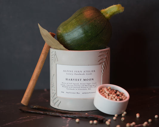 Harvest Moon - Handmade Vessel and Hand Poured Wax, 290g | Alpine Fern Atelier